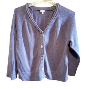 J.Jill Purple Cotton Knit Cardigan Sweater XL Women's Button-Front Long Sleeve L